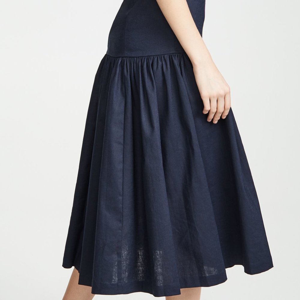 Veronica Beard Fiore Navy Blue Strapless Linen Dress Size 6 New with Tag $495 - Picture 3 of 11